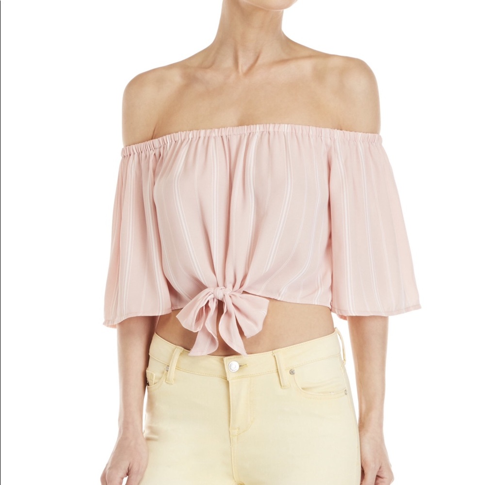 Striped Self-Tie Crop Top